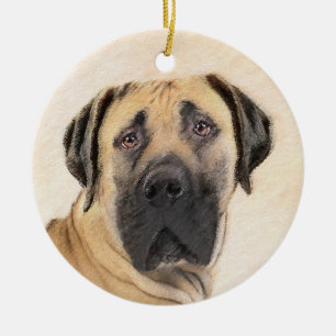 Adorno De Cerámica Pintura de Boerboel - Arte Perro Original Cuto