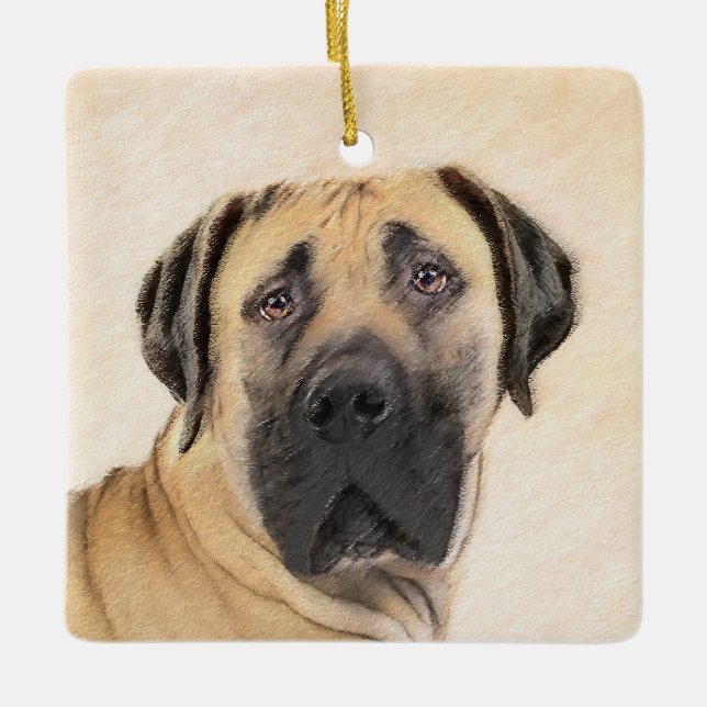 Adorno De Cerámica Pintura de Boerboel - Arte Perro Original Cuto (Anverso)