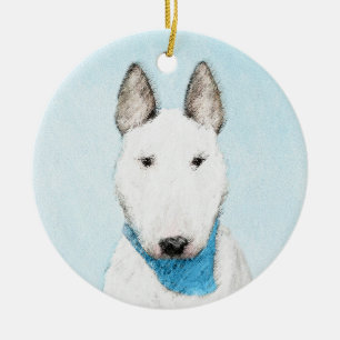 Adorno De Cerámica Pintura de Bull Terrier - Arte de Perro Original.