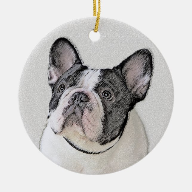 Adorno De Cerámica Pintura de Bulldog francés (Brindle Pied) - Arte d (Frente)
