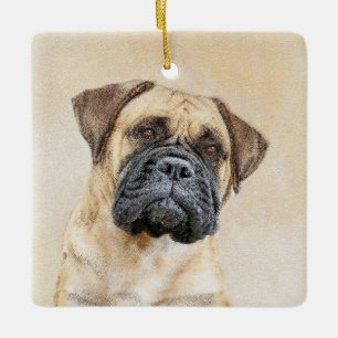 Adorno De Cerámica Pintura de Bullmastiff - Arte de Perro Original.