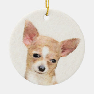 Adorno De Cerámica Pintura de Chihuahua - Arte Perro Original.