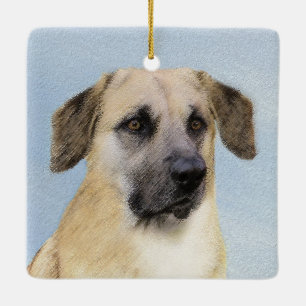 Adorno De Cerámica Pintura de Chinook (Orejas caídas) - Arte Perro Or