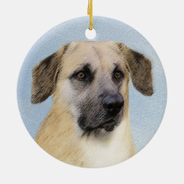 Adorno De Cerámica Pintura de Chinook (Orejas caídas) - Arte Perro Or (Atrás)