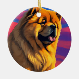 Adorno De Cerámica Pintura de Chow Chow