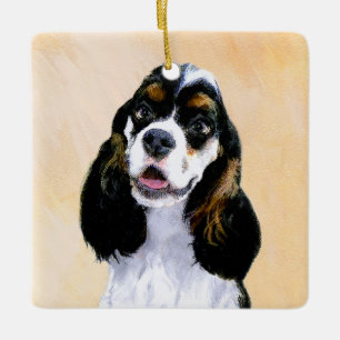 Adorno De Cerámica Pintura de Cocker Spaniel (Parti) - Arte Perro Ori