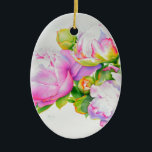 Adorno De Cerámica Pintura de color rosa, blanco y floral<br><div class="desc">Esta romántica pintura floral rosa y de piedra blanca de estilo antiguo te da una sensación de elegancia clásica de estilo antiguo. Una hermosa pintura acuática original de H Cooper. ¡La imagen es de personalizable y transferible a miles de productos!</div>