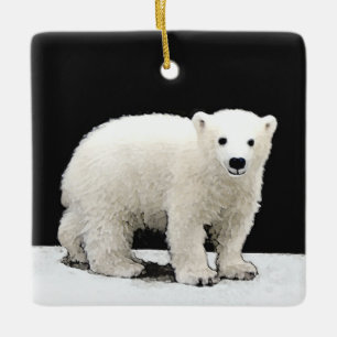 Adorno De Cerámica Pintura de Cubo de Oso Polar - Arte de Vida Silves