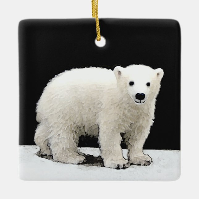 Adorno De Cerámica Pintura de Cubo de Oso Polar - Arte de Vida Silves (Anverso)