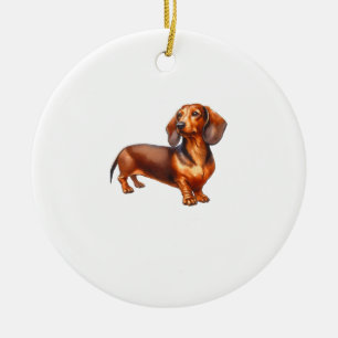 Adorno De Cerámica Pintura de Dachshund - Paintin acuarela de perro d