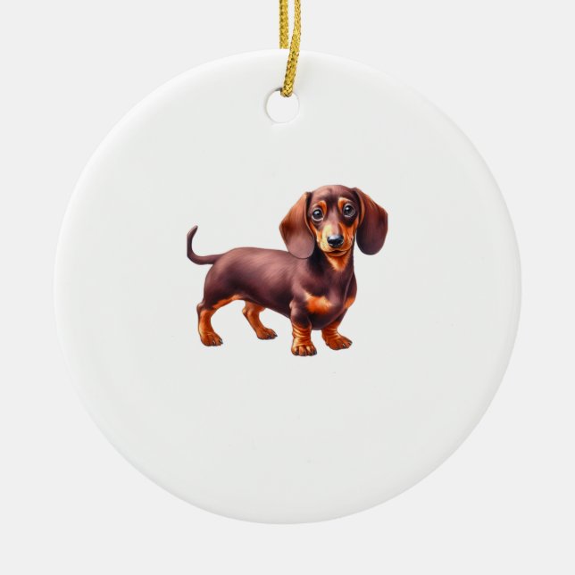 Adorno De Cerámica Pintura de Dachshund - Paintin acuarela de perro d (Frente)