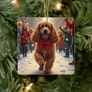 Adorno De Cerámica Pintura de desfile de Navidad del Cocker Spaniel