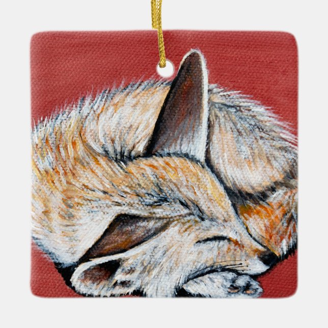 Adorno De Cerámica Pintura de Fennec Fox (Anverso)