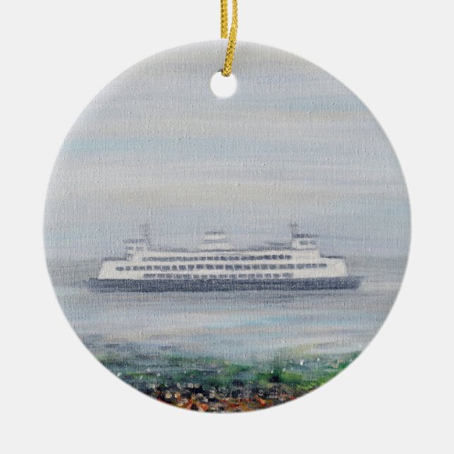 Adorno De Cerámica Pintura de Foggy Ferry (Frente)