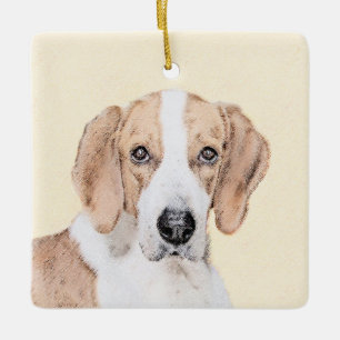 Adorno De Cerámica Pintura de Foxhound estadounidense - Arte de Perro