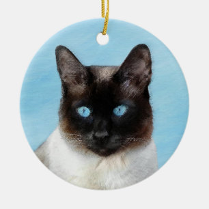 Adorno De Cerámica Pintura de gatos siamesa - Arte de gatos original