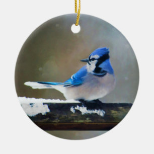 Adorno De Cerámica Pintura de Jay azul - Arte de pájaro original