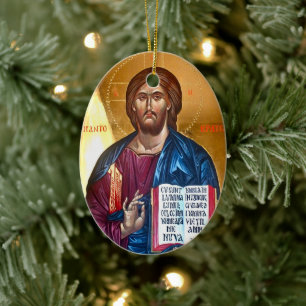 Adorno De Cerámica Pintura de Jesucristo Pantocrátor