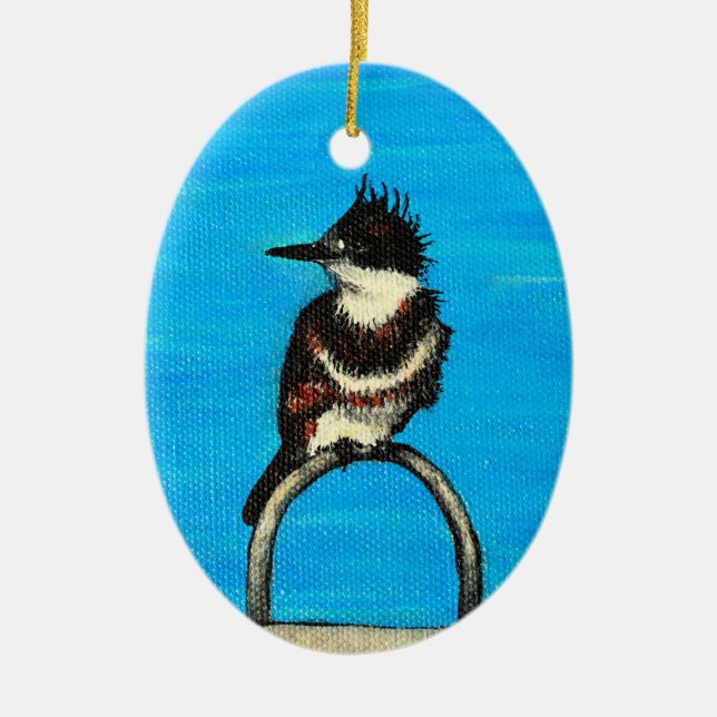 Adorno De Cerámica Pintura de Kingfisher (Frente)