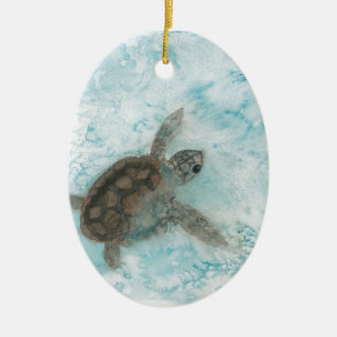Adorno De Cerámica Pintura de la acuarela de la tortuga