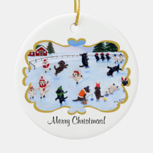 Adorno De Cerámica Pintura de la diversión de Labrador del navidad