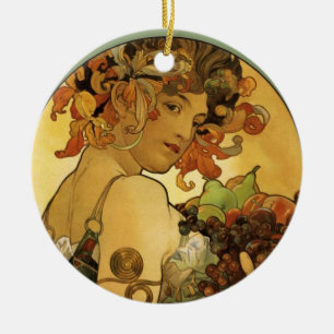 Adorno De Cerámica Pintura de la fruta de Alfonso Mucha