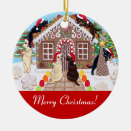 Adorno De Cerámica Pintura de Labradors de la casa del pan del