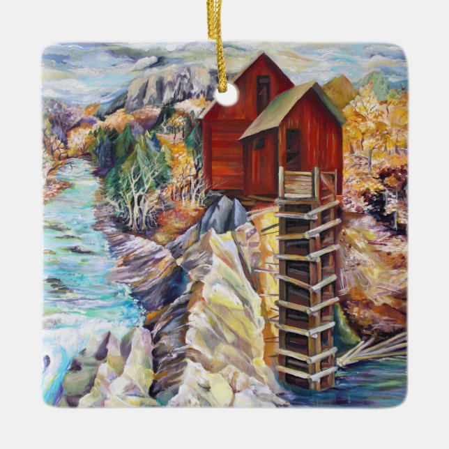 Adorno De Cerámica Pintura de las Montañas Rocosas de Cristal de Colo (Anverso)