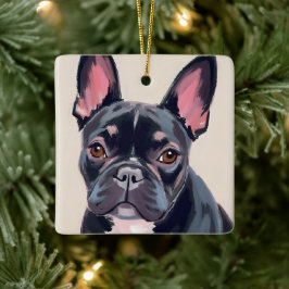 Adorno De Cerámica Pintura de mascota acuarela de perro Bulldog Franc