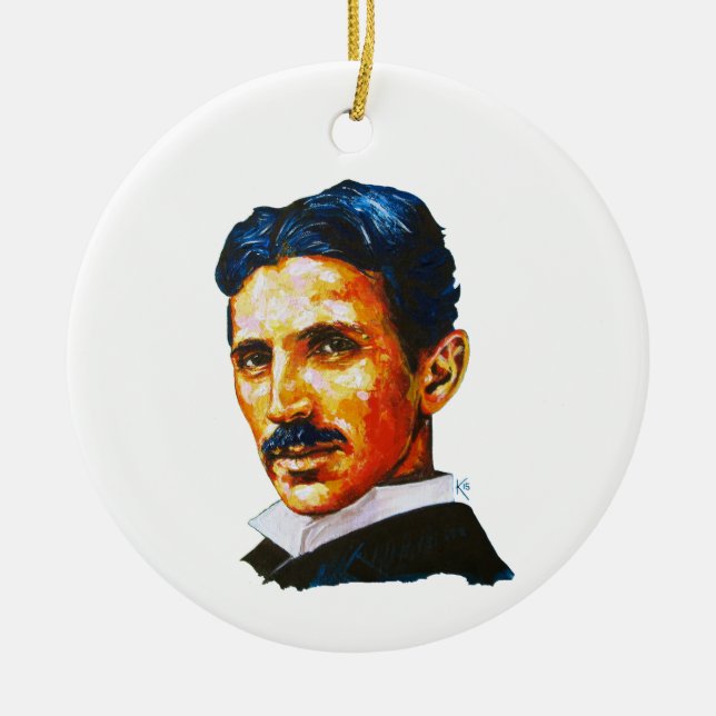 Adorno De Cerámica Pintura de Nikola Tesla (Frente)