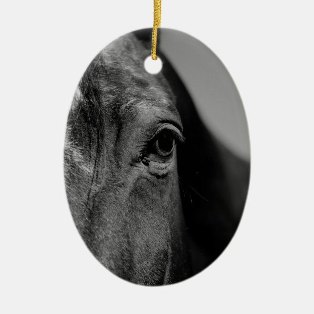 Adorno De Cerámica Pintura de ojos de caballo blanco negro (Frente)