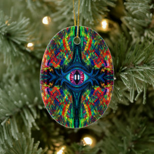 Adorno De Cerámica Pintura de ojos torcidos y trippy