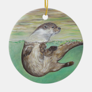 Adorno De Cerámica Pintura de orugas de río lúgubre