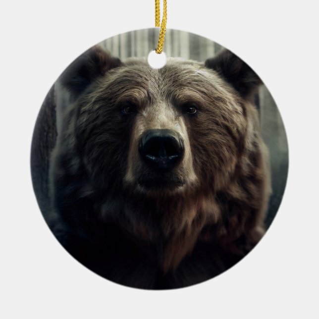 Adorno De Cerámica Pintura de oso pardo (Frente)