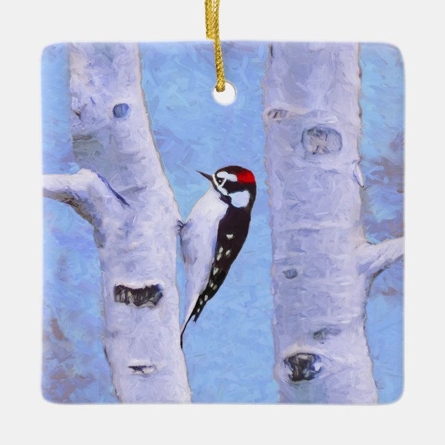 Adorno De Cerámica Pintura de pájaro lechoso - Arte original de pájar (Anverso)