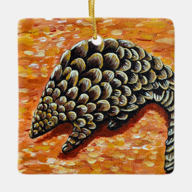 Adorno De Cerámica Pintura de Pangolin (Anverso)