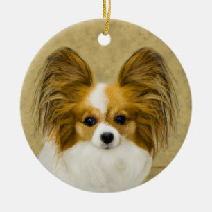 Adorno De Cerámica Pintura de Papillon (Hound Tri) - Arte original de