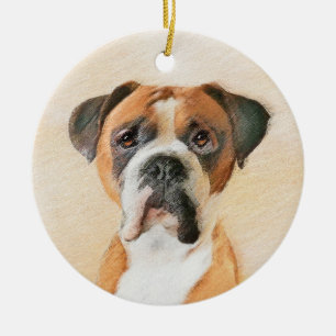 Adorno De Cerámica Pintura De Perro Boxer Sin Recortar Arte Animal Or