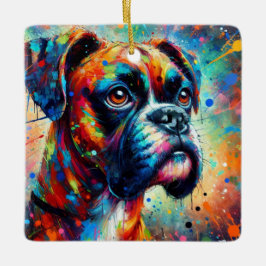 Adorno De Cerámica Pintura de perro de arte pop colorista impresionis