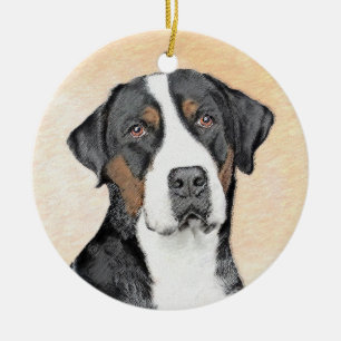Adorno De Cerámica Pintura de perro de la montaña suiza - Arte origin