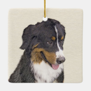 Adorno De Cerámica Pintura de perro de montaña de Berna - Arte de per