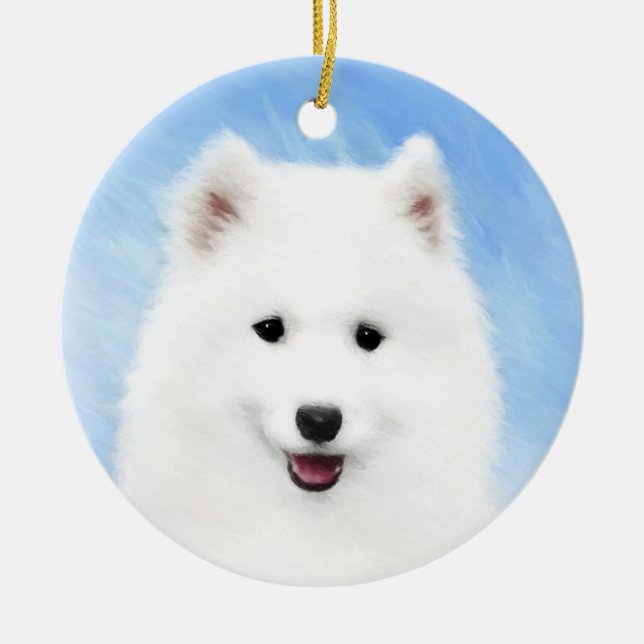Adorno De Cerámica Pintura de pimienta de Samoyed - Arte Perro Origin (Frente)