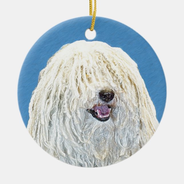 Adorno De Cerámica Pintura de puli - Arte de perro original lindo (Frente)