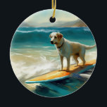 Adorno De Cerámica Pintura de surf de Anatolian Shepherd Beach<br><div class="desc">Sumérgete en el mundo lúdico de la aventura canina con esta pintura cautivadora. Un perro animado lleva a las olas, subiendo con habilidad al surf en una playa con sol. El vibrante arte captura bellamente la esencia de la emoción en la playa mientras el perro recorre sin miedo las olas,...</div>