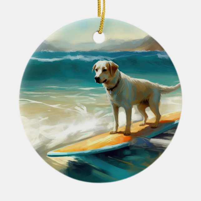 Adorno De Cerámica Pintura de surf de Anatolian Shepherd Beach (Frente)