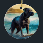 Adorno De Cerámica Pintura de surf de Cane Corso Beach<br><div class="desc">Sumérgete en el mundo lúdico de la aventura canina con esta pintura cautivadora. Un perro animado lleva a las olas, subiendo con habilidad al surf en una playa con sol. El vibrante arte captura bellamente la esencia de la emoción en la playa mientras el perro recorre sin miedo las olas,...</div>