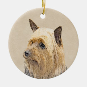 Adorno De Cerámica Pintura de Terrier Sedoso - Arte de Perro Original