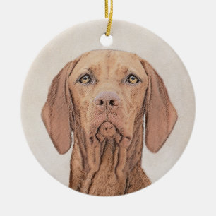 Adorno De Cerámica Pintura de Vizsla - Arte de Perro Original Lindo