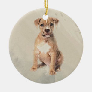 Adorno De Cerámica Pintura del bosquejo del perrito del terrier de
