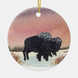 Adorno De Cerámica Pintura del búfalo de la puesta del sol